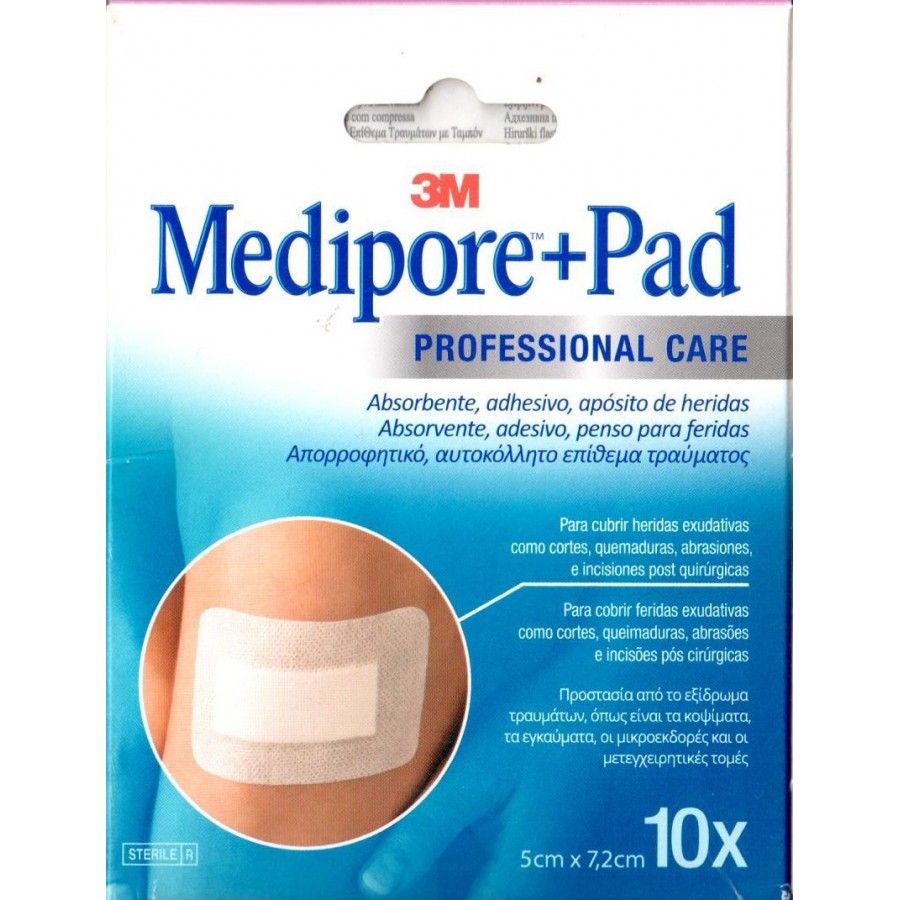 3M MEDIPORE+ PAD APOSITO ESTERIL 5  X  7,2 CM 10