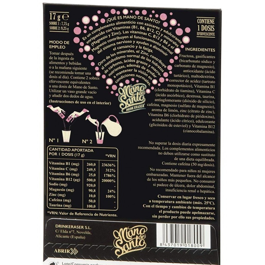 MANO DE SANTO 1 DOSIS EFERVESCENTE