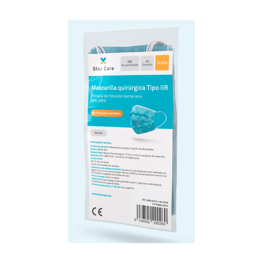 MASCARILLA QUIRURGICA AZUL 10 U