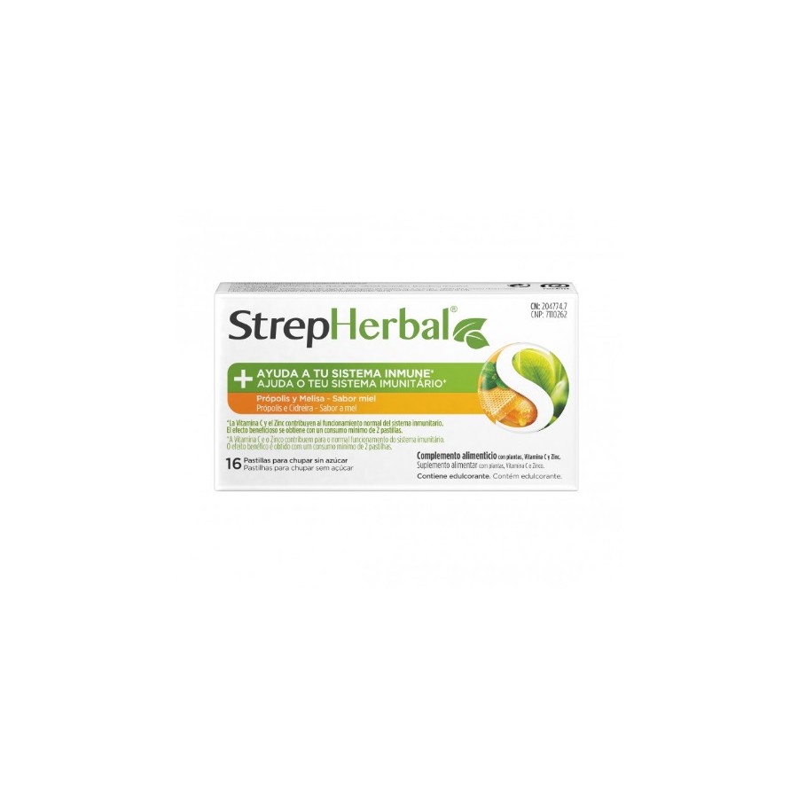 STREPHERBAL 16 PASTILLAS PARA CHUPAR SABOR PROPOLIS MELISA MIEL