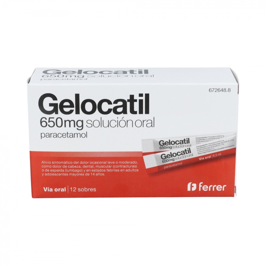 GELOCATIL 650 MG SOL ORAL 12 SOBRES