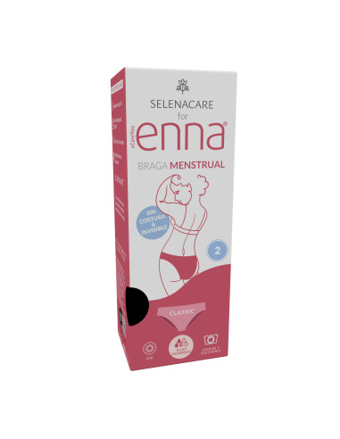 BRAGA MENSTRUAL ENNA DIA 1 UNIDAD TALLA 2 FLUJO MEDIO COLOR NEGRO