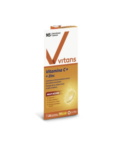NS VITANS VITAMINA C+ ZINC 20 COMPRIMIDOS EFERVESCENTES SABOR LIMON