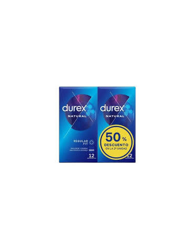 DUREX PRESERVATIVOS NATURAL REGULAR FIT 12+12 U
