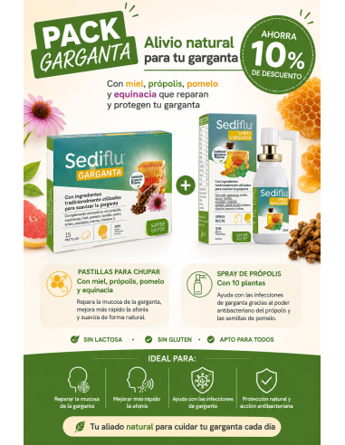 PACK GARGANTA NATURAS SEDIFLU COMPRIMIDOS +...
