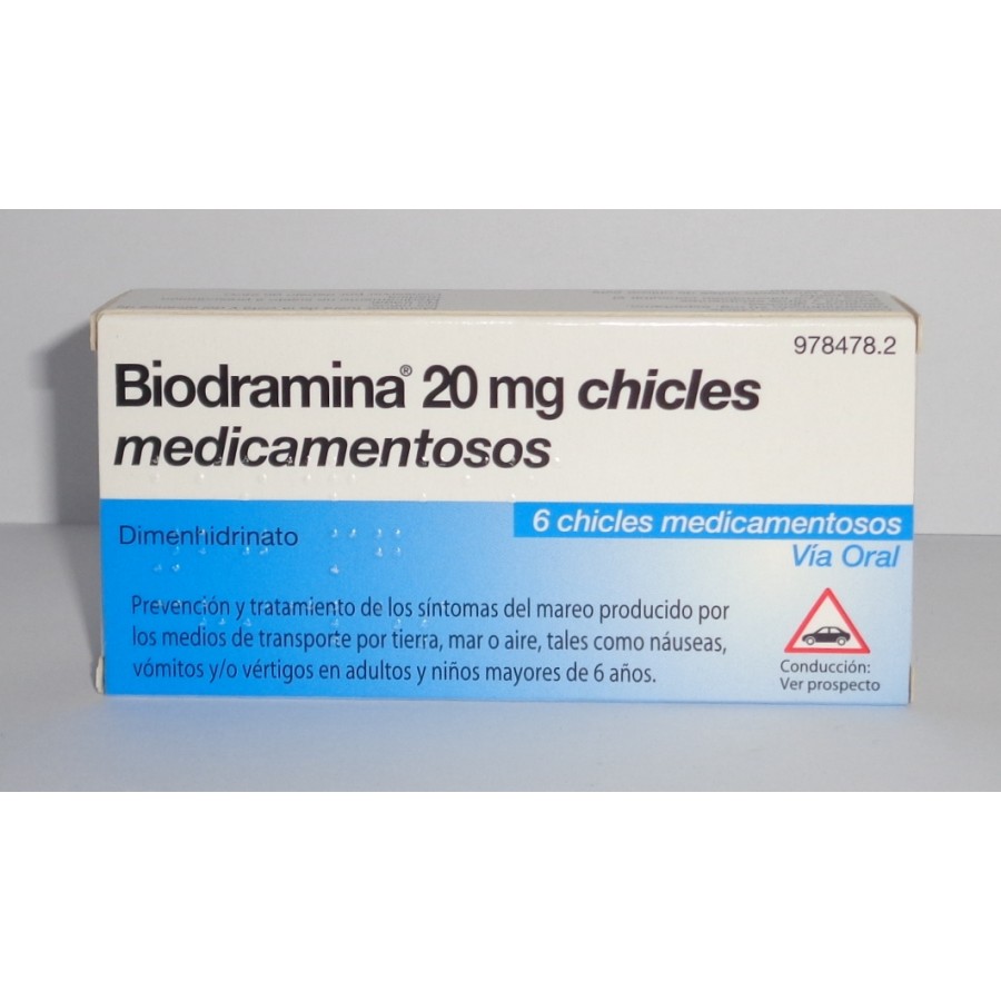 BIODRAMINA 20 MG 6 CHICLES