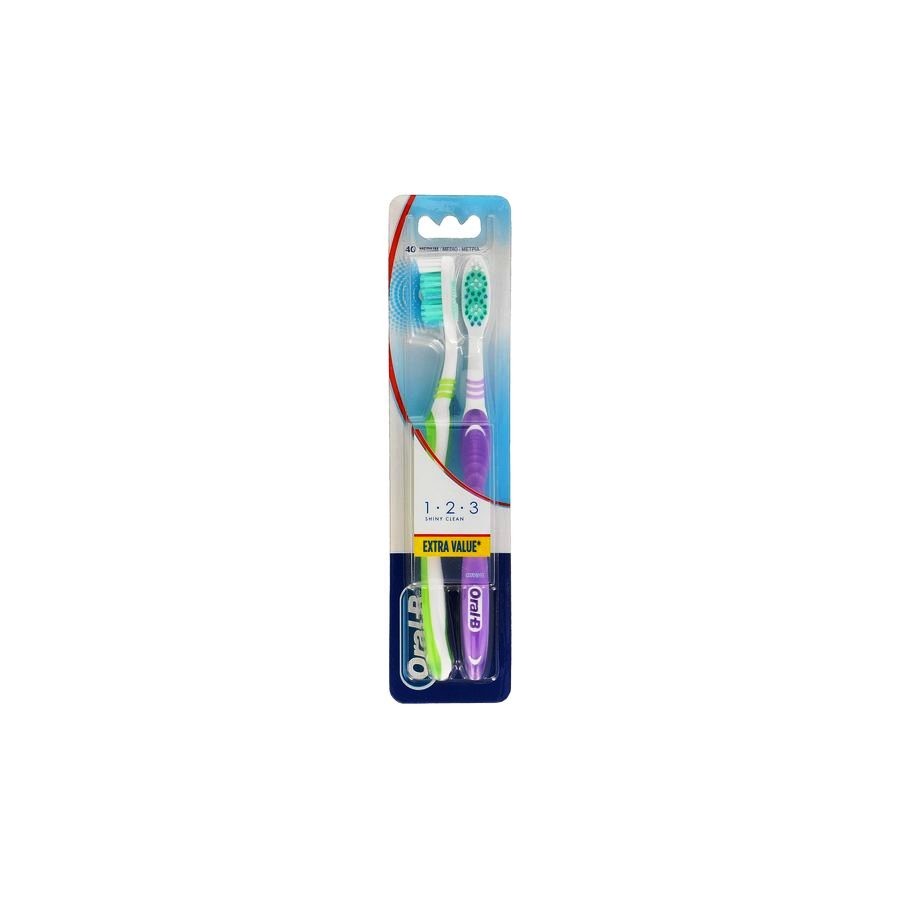 ORAL B CEPILLO 123 SHINY CLEAN MEDIO 2 U