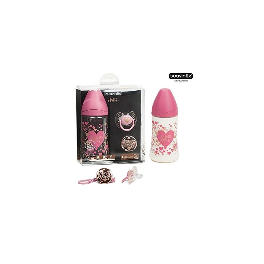 SUAVINEX PACK BIBERON 270 ML + CHUPETE + BROCHE